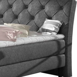 Chesterfield-Bett in Dunkelgrau Vintage Optik Stoff - Zytamos