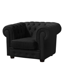 Chesterfield-Sessel in Schwarz Kunstleder - Riscos