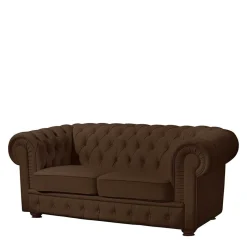 Chesterfield-Sofa in Braun Leder - Cementa