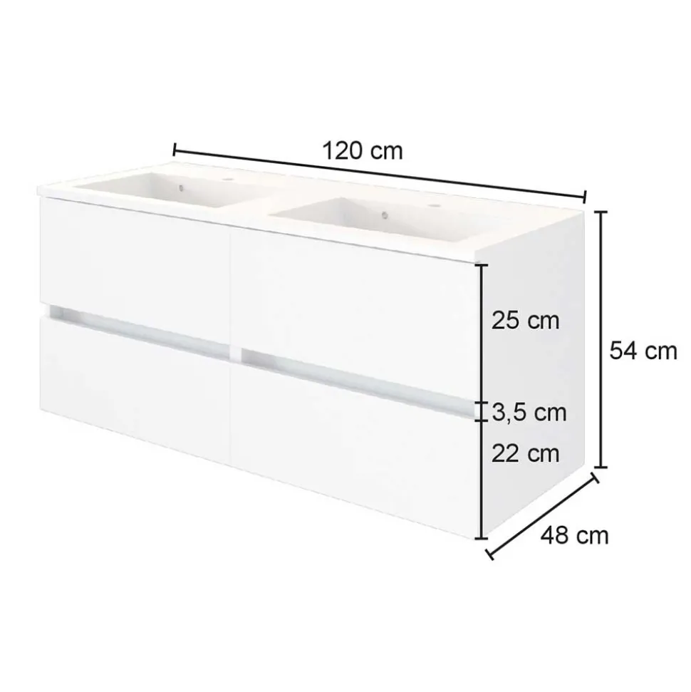 120cm breiter Bad Waschplatz für zwei Personen - Maklesa