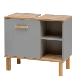 65cm breiter Waschbeckenunterschrank in Platingrau - Nienzo