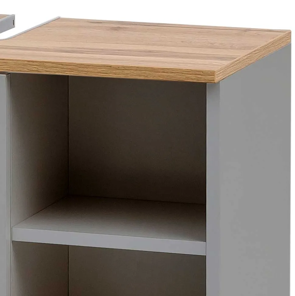 65cm breiter Waschbeckenunterschrank in Platingrau - Nienzo