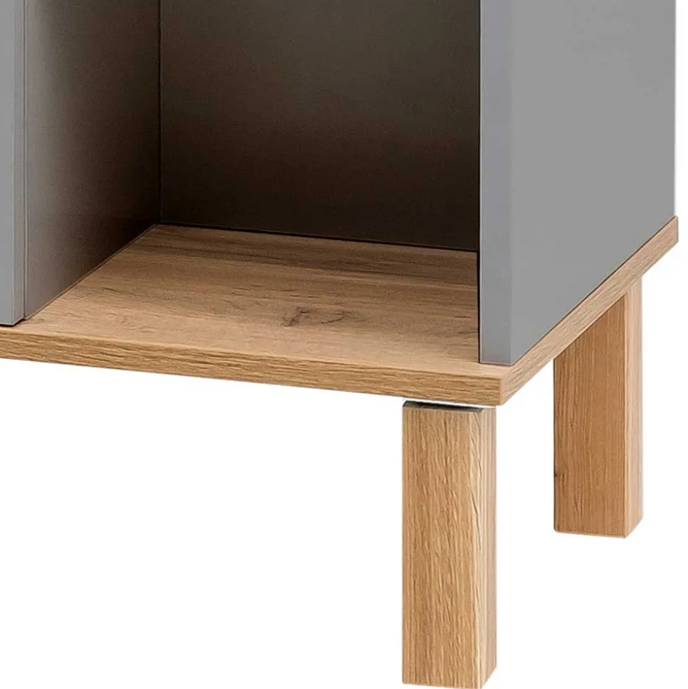 65cm breiter Waschbeckenunterschrank in Platingrau - Nienzo