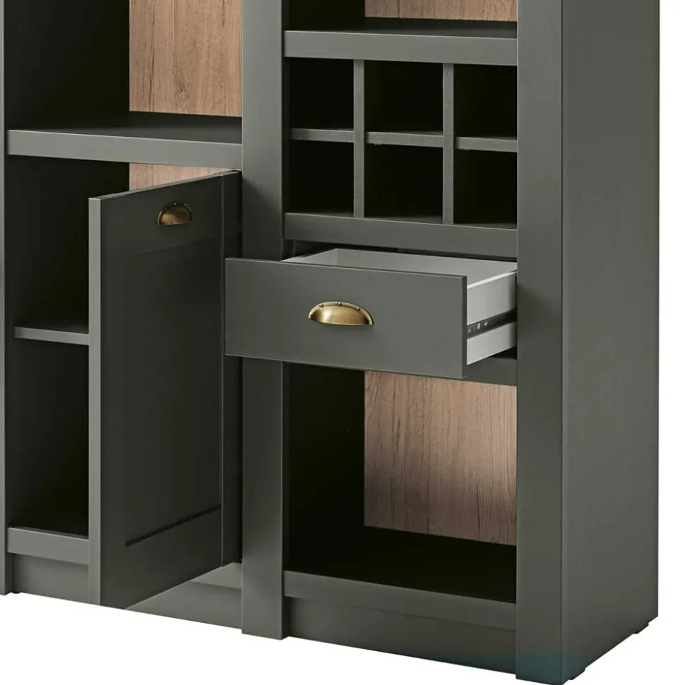 147cm breites Landhaus Regal in Graugrün - Eylan