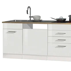 330cm Einbauküchenzeile in Weiß - Cuneo (achtteilig)