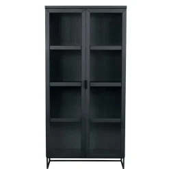 195cm hohe Industry Vitrine in Schwarz - Meciva