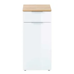 86cm hoher Bad Schrank in Weiß & Eiche - Etosia I