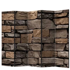 175cm hoher Paravent mit Mauer Stein Optik - Eslawan