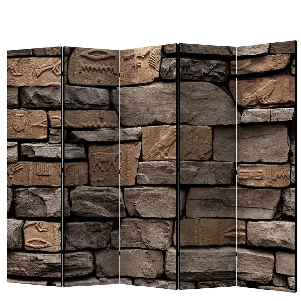 175cm hoher Paravent mit Mauer Stein Optik - Eslawan