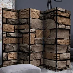 175cm hoher Paravent mit Mauer Stein Optik - Eslawan
