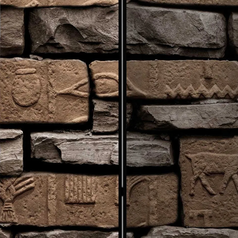 175cm hoher Paravent mit Mauer Stein Optik - Eslawan