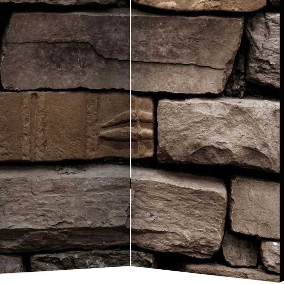 175cm hoher Paravent mit Mauer Stein Optik - Eslawan