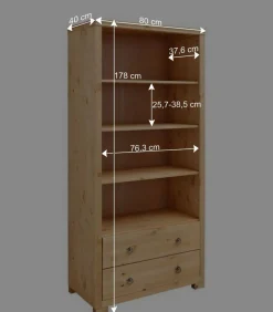 178cm hohes Kiefernholz Regal mit 4 Fächern - Vinidad