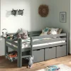 83cm hohes Kinder Hochbett in Grau lackiert - Quado