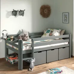 83cm hohes Kinder Hochbett in Grau lackiert - Quado