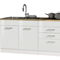 290cm Küche in Weiß Hochglanz - Cuneo IV (siebenteilig)