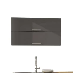 350cm Küchenblock in Grau Hochglanz - Bozenia (achtteilig)