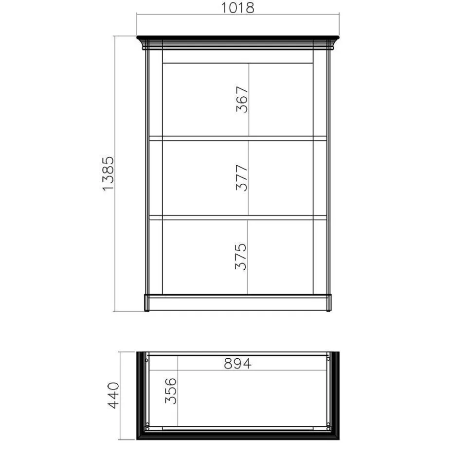 356cm Landhaus Wohnwand Set - Diatara (dreiteilig)