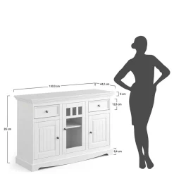 130cm Landhaus-Kommode mit Glaseinsatz - Bordona