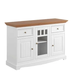 130cm Landhaus-Kommode mit Glaseinsatz - Bordona