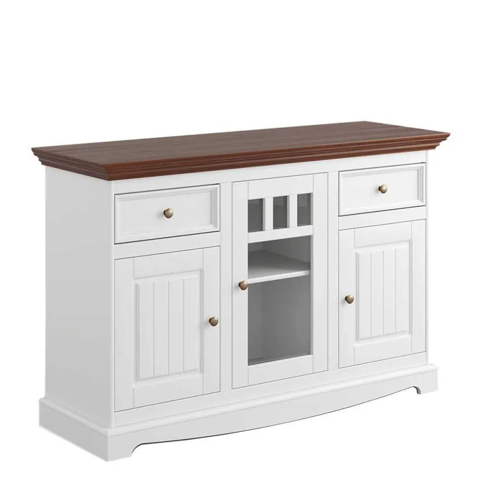 130cm Landhauskommode mit Glaseinsatz - Manipur