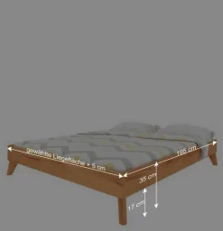 190cm langes Kernbuche Bett ohne Kopfteil - Junola I