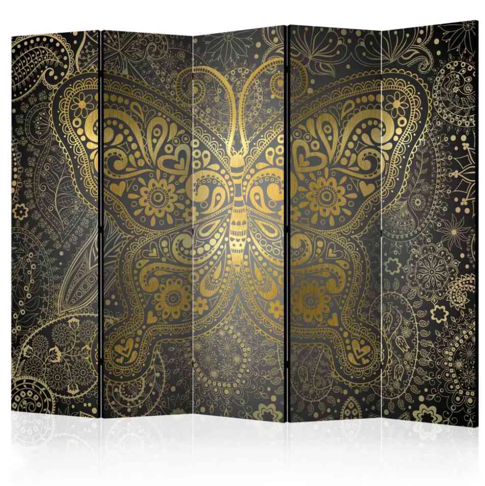 225cm Paravent Schmetterling & Ornamente - Laipur