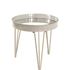 51cm runder Beistelltisch mit Spiegelglas - Safira