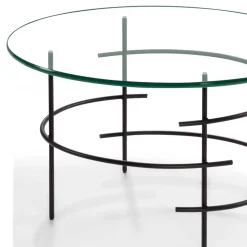 60cm runder Couchtisch mit Glasplatte - Prakto