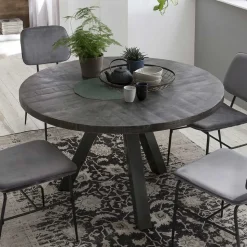 120cm runder Holz Esstisch in Grey Wash - Nicoletta