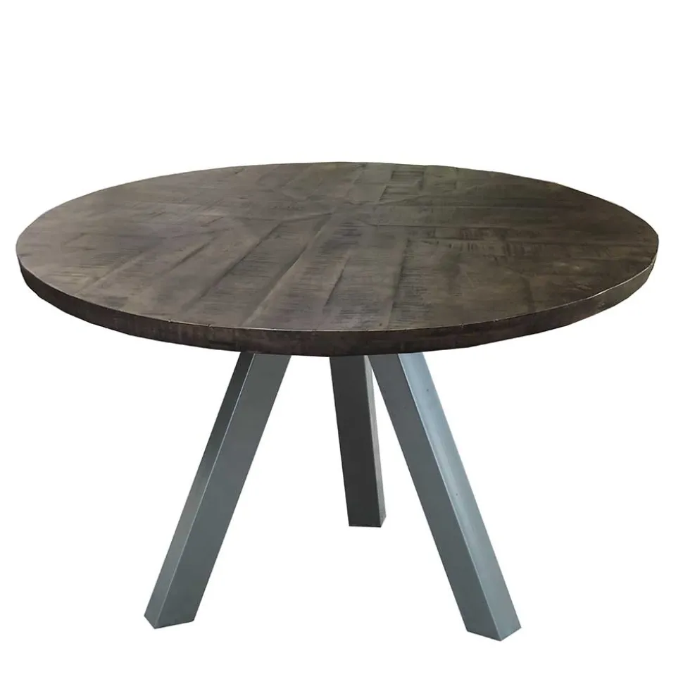120cm runder Holz Esstisch in Grey Wash - Nicoletta