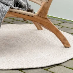 120cm runder Outdoor-Teppich in Cremeweiß - Fleurs