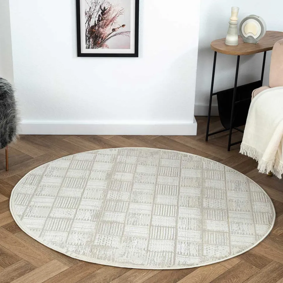 120cm runder Teppich mit kurzem Flor - Taomy