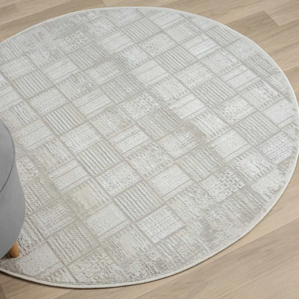 120cm runder Teppich mit kurzem Flor - Taomy