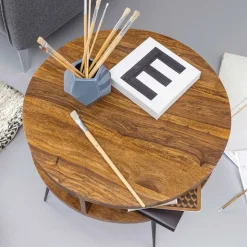 60cm runder Wohnzimmer Beistelltisch aus Sheesham - Pastilla