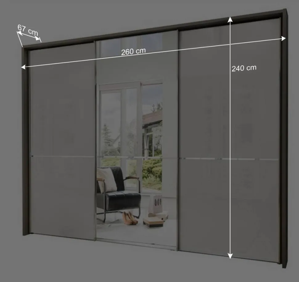 250cm Schlafzimmer Schrank 3-türig - Bassi