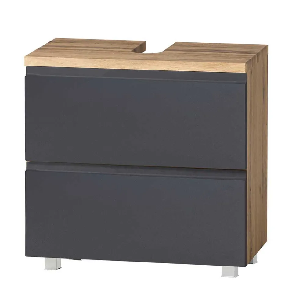 60cm Unterbeckenschrank in Grau & Wildeiche - Jambi