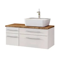 90cm Waschbecken Möbel Set in Weiß - Enwicos (dreiteilig)