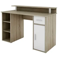 Computertisch in Sonoma-Eiche und Weiß - Bojan