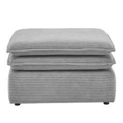 Cord Polsterhocker in Hellgrau - Tessina