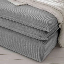 Cord Polsterhocker in Hellgrau - Tessina