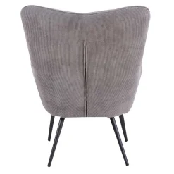 Cordsessel und Fußhocker in Grau - Zoryano (zweiteilig)