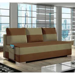 Couchbett mit Federkern in Rostbraun und Beige - Jemayno