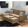 Couchbett mit Hocker in Beige mit Chrom - Proof (zweiteilig)