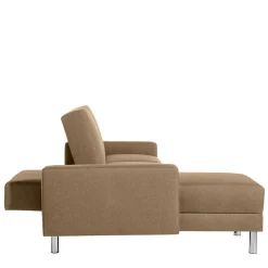 Couchbett mit Hocker in Beige mit Chrom - Proof (zweiteilig)