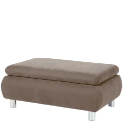 Couchhocker in Beigegrau mit Chrom - Hayley