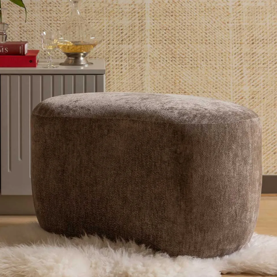 Couchhocker in Taupe Chenille - Fridelia