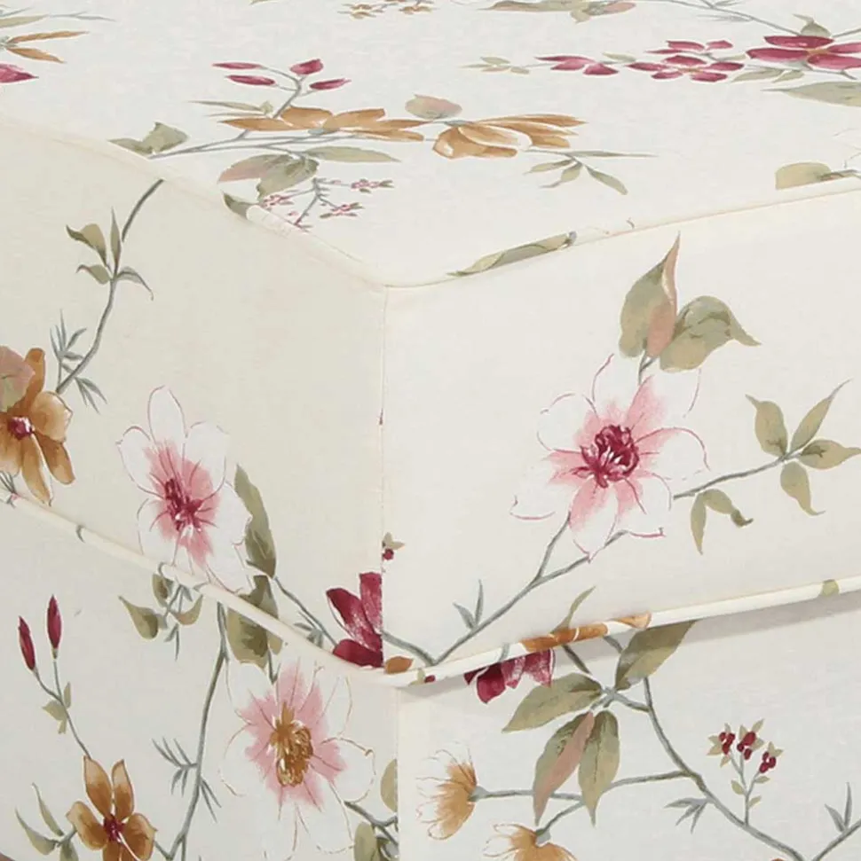 Couchhocker in Weiß mit Blumen Muster - Salines