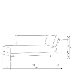Couchmodul Lounge rechts in Hellgrau - Horedion