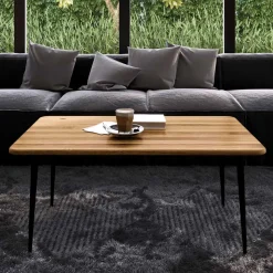 Couchtisch aus Wildeiche mit Stahlbeinen - Casarius